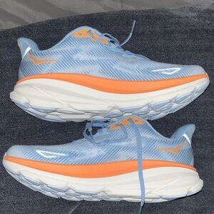 Blue and Orange Sneakers Hoka Clifton 9 size 9 1/2 women’s no box but brandnew